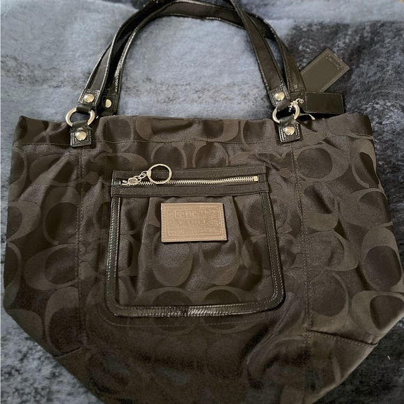 Coach Poppy black fabric tote bag. Excellent condition!❣️ - Picture 1 of 11